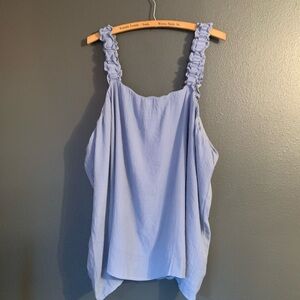 Elegant Light Blue Ruffled Tank Top